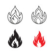 © arifurreza - Set of Four Fire Icons with Cat Illustration Elements in Various Styles