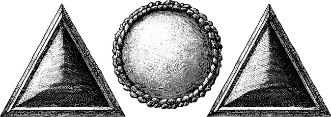 Poster - Geometric composition with interlaced triangles and central void design