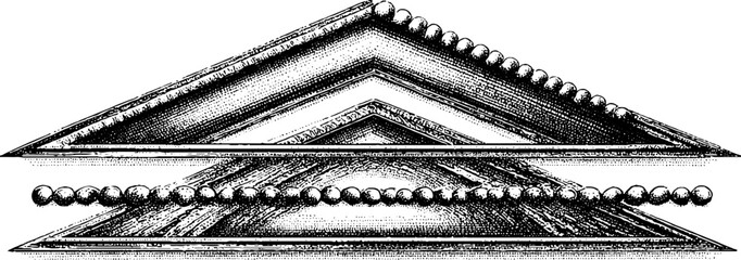 Poster - geometric art with stepped sun motif, chevron rail, and dot patterns for design projects