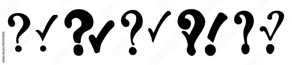 Symbols of Questions, Answers, and Exclamations Represented in a Bold ...