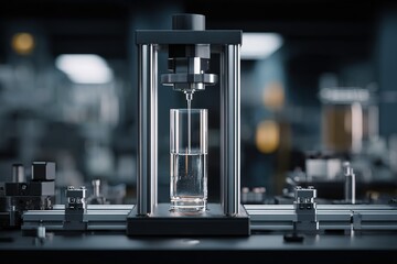 Poster - Advanced liquid handling system performing precise measurements in a modern laboratory environment
