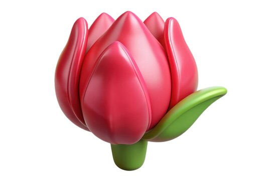 Pink 3d rendered tulip bud isolated on white background