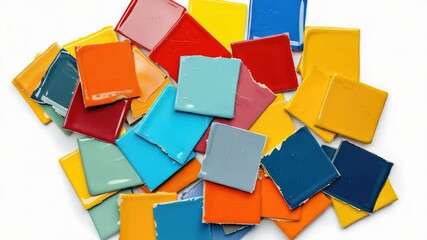 Aufkleber - A collection of vibrant ceramic tiles arranged on a clean, white background