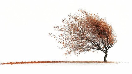 Poster - A tree standing tall with leaves blowing gently in the wind