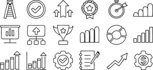 Poster - Progress Icons Set Solid Development Up Arrow Editable Vector UI Elements