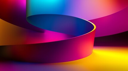 Poster - Abstract Colorful Swirling Ribbons 3D Render, Gradient, Vivid Hues, Abstract Background Abstract art, 3D rendering