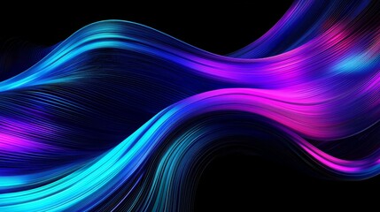 Poster - Abstract Neon Wave Digital Art Composition, Blue and Purple Swirls, Dynamic Flow, Abstract Background Abstract art, digital art
