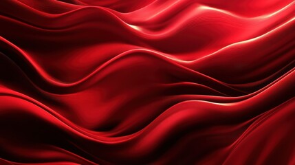 Poster - Red abstract wave line background.