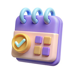 Poster - 3d render cute calendar icon isolated on transparent background