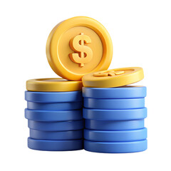 Poster - 3d render of stacks of coins isolated on transparent background