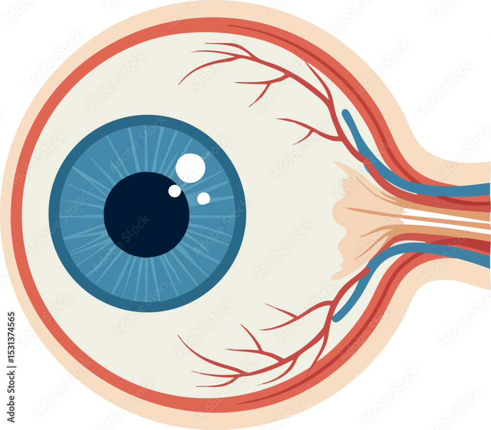 Human eye anatomy cross section showing retina optic nerve and blood ...