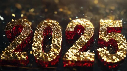 Aufkleber - A gold and red New Year's Eve decoration on a dark background