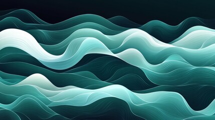 Poster - The image is a computer generated wave with a blue and white color scheme