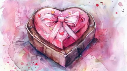 Aufkleber - A decorative heart-shaped box tied with a ribbon, perfect for gifting or storing small items