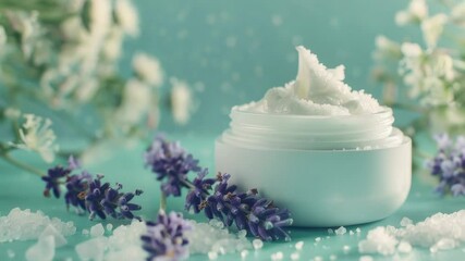 Poster - A jar of body butter surrounded by fresh lavender flowers