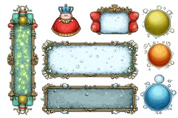 Poster - Colorful decorative frames and elements for a whimsical design layout or presentation for various purposes