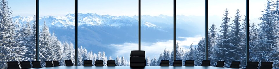 Poster - A business presentation with a large screen