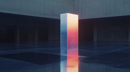 Poster - A futuristic holographic logo with smooth, flowing lines, floating in a sleek, high-tech environment