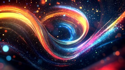 Poster - Curved Holographic Logo Gleams Smoothly Amid Gentle Digital Wave Patterns

