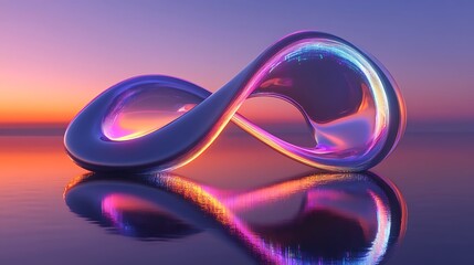 Poster - Vibrant Holographic Logo Floats Above Dynamic Digital Light Surroundings Gracefully

