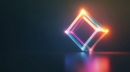 Poster - A glowing holographic logo with prism-like reflections, floating in a sleek, minimalistic environment 