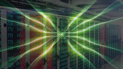 Poster - fingerprint activating beams shooting into rack sparking as codes updating and simulating login
