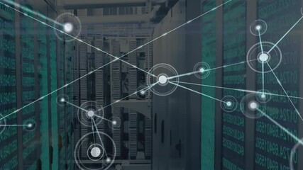 Poster - Hub appearing and expanding into network overlay on server aisle showing network flow