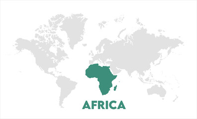  Africa map highlighted on the world map, Africa map, modern world map, Illustration, eps 10, worldwide, all continents, all countries, worldwide project