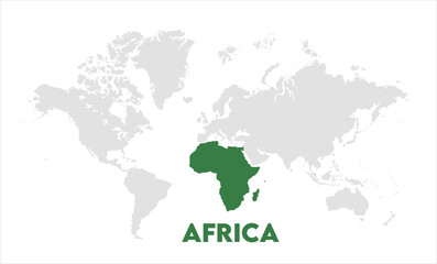  Africa map highlighted on the world map, Africa map, modern world map, Illustration, eps 10, worldwide, all continents, all countries, worldwide project