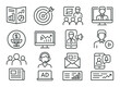 © Іван Ніколов - Business communication set. office, marketing, team, charts, news, call, linear vector icons.