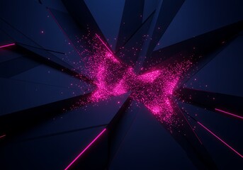 Fototapete - Angular depths sparkle with magenta energy