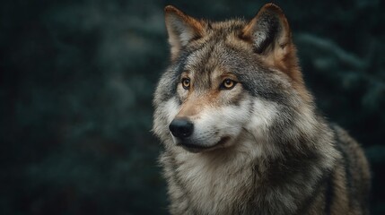  Grey Wolf portrait staring