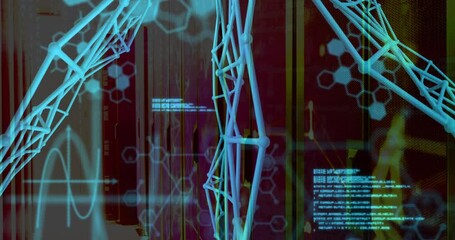 Poster - At start cyan 3D wireframe lattice emerging drifting right with code scrolling up visualizing UI