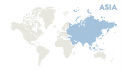  Economic map of Asia in world-03, Map of Asia, highlighted on the world map, Asia on the world map, Satellite view, Asia location on the globe.