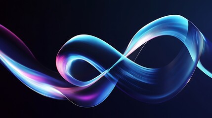 Poster - Ambient Glow of Curved Hologram in Techno Void

