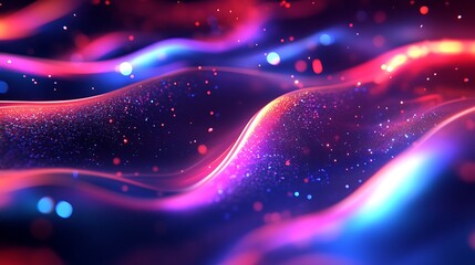 Poster - Softly Lit Hologram with Graceful Lines in Digital Space

