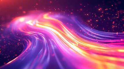 Poster -  A holographic logo with smooth, flowing lines, hovering in a dark digital space with soft reflections