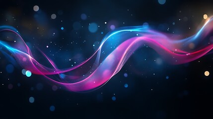 Poster -  A holographic logo with smooth, flowing lines, hovering in a dark digital space with soft reflections