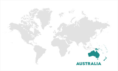  Australia in world map-08, Map of Australia, highlighted on the world map, Australia on the world map, Satellite view, Australia location on the globe.