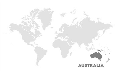  World map with Australia focus-03, Map of Australia, highlighted on the world map, Australia on the world map, Satellite view, Australia location on the globe.