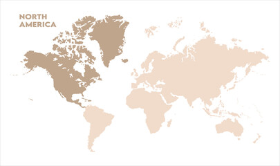  North America in world map-08, Map of North America, highlighted on the world map, North America on the world map, Satellite view, North America's location on the globe.