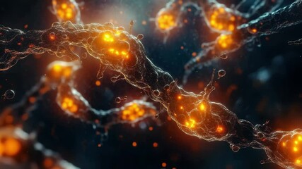 Poster - Mutated DNA strands exhibiting dynamic movement under microscopic observation, A close-up view of mutated DNA moving inside the human body