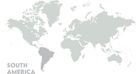  Vector world map with South America-03, Map of South America, highlighted on the world map, South America on the world map, Satellite view, South America's location on the globe.