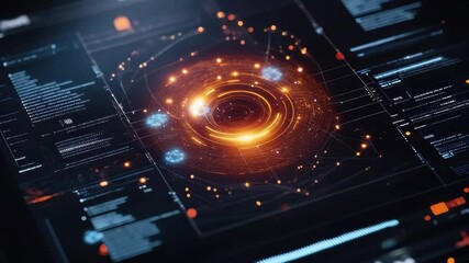 Poster - Innovative scope scanning and data processing visualization on a black background, scope scanning and data processing on black background