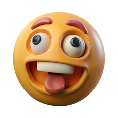 Poster - 3d render of a playful silly emoji with tongue out