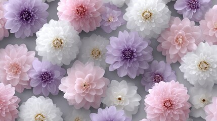 Poster - Softly glowing pastel flowers bloom in vibrant colors, forming a seamless pattern that exudes a dreamy atmosphere