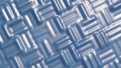 Poster - Abstract 3D pattern of interlocking metallic blocks in blue tones.