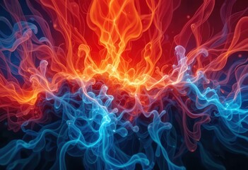Aufkleber - Dynamic abstract digital background for computer monitors featuring vibrant blue and orange swirls