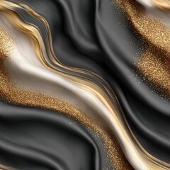 Poster - Elegant black and gold marble texture with fluid patterns and golden splashes, ideal for stylish decor and wall art SEAMLESS PATTERN
