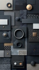 Poster - Geometric design showcases a dark gray paper texture, creating a modern minimalistic background with ample text space for creativity